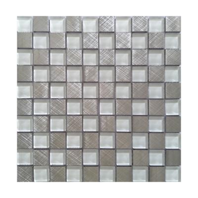 China Chinese style exquisite square glass aluminum mixed mosaic, wall, custom, can be used in bathroom and living room bedroom. SOLD for sale