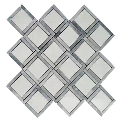 China Mateiral Natural Hot Luxury Marble Diamond Mosaic Tiles Floor Backdrop TV Bathroom Kitchen Waterjet Window Sill Available, Can Be Customized. for sale