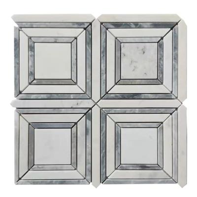 China Mateiral natural hot products natural marble stone square mosaic tile, can be used as non-slip tile wall backdrop bathroom tile. for sale