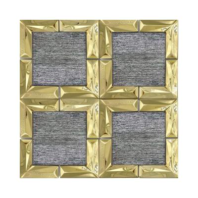 China Chinese style China production metal inlay glass mosaic, can be customized for wall for sale