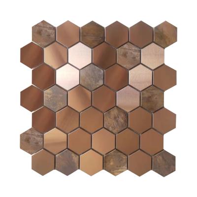 China Chinese Style Metal Hexagon Bronze Ceramic Plus Mosaic Customizable Retro Light Luxury for sale