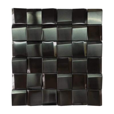 China Luxury Mosaic Wall Stainless Steel Chinese Style Living Room Black Square Metal Mixed Wall for sale