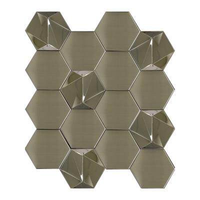 China Chinese Style Mirror Convex Stainless Steel Light Luxury Multicolor Hexagonal Mosaic Tile for sale