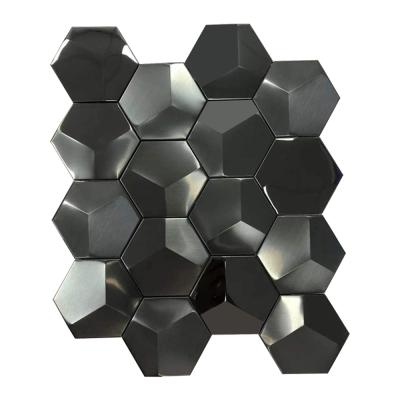 China Luxurious Multicolor Hexagonal Chinese Style Stainless Steel Mosaic Wall With Mixed Metal For Living Room for sale