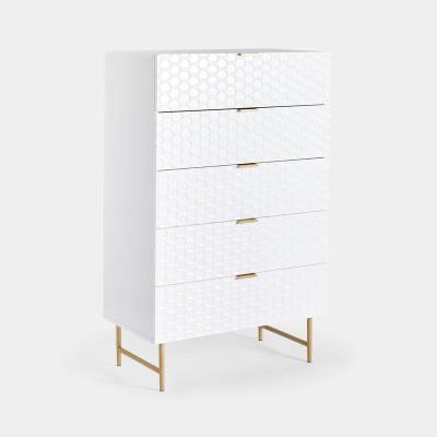 China Modern Living Room Cabinet Storage Bedroom Style Honeycomb Chest Of Drawers White for sale