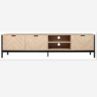 China Contemporary modern living room furniture parque wood and metal tube legs TV stand with drawers simple design home furniture for sale