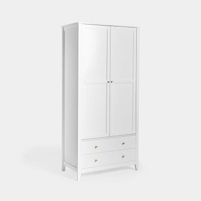 China Contemporary Custom Natural Furniture 2 Doors Bedroom Fabric Closet Storage Simple Portable White Wood Wardrobe For Home for sale