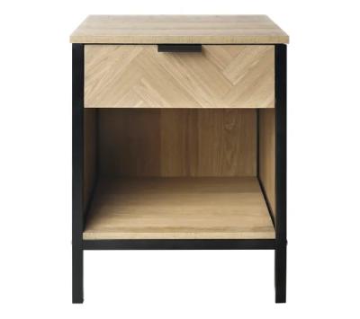 China Storage 1 - Drawer Nightstand Design Two Color oka+black Color oka+black Bedside Cabinet Bedroom Furniture Storage Cabinet Side Table New for sale