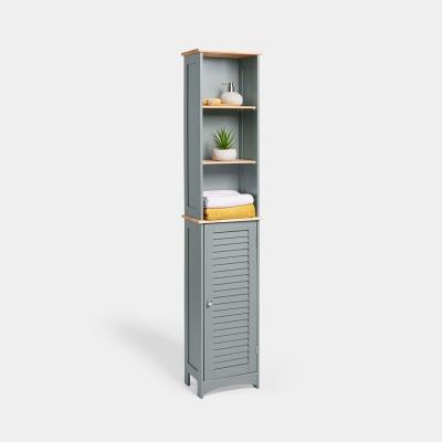 China Modern One Door and Three Layers Bathroom Cabinet Gray Side Narrow Bathroom Storage Cabinet Moden Furniture Waterproof Rack for sale