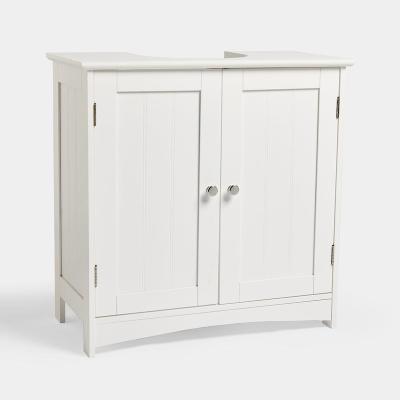 China Contemporary Bathroom Sink Cabinet White With Storage Furniture Two Door Waterproof And Moisture Proof Easy To Install Bathroom Side Cabinet for sale