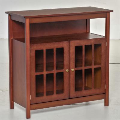 China Modern Design Portable Sideboard Kitchen Furniture Kitchen Sideboard Stable Red Home Wooden Rack Storage Cabinet With Tempered Glas for sale