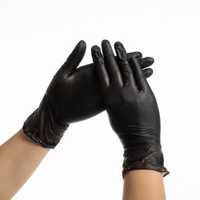 China 100pcs Personal Care Boxing OEM Customer Logo Food Service Powder Free Black PVC Vinyl Gloves for sale