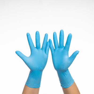 China Disposale Wholesale OEM Logo Food Grade Powder Free Custom Blue Nitrile Gloves for Food Packing Restaurant Household for sale