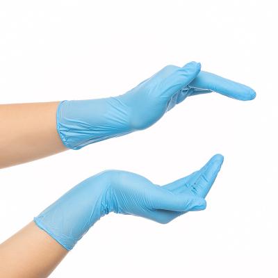 China Disposale OEM Customized Logo 9 Inch Single Use 100pcs Thickened Size 4mil M 5g Powder Free Blue Nitrile Gloves for sale