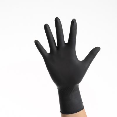 China Household Cleaning Disposable Thickened 9 Inch Food Grade Size M 5g Powder Free Black Nitrile Gloves for sale