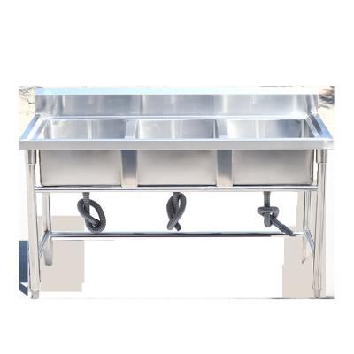 China Without Faucet Stainless Steel Customized Size Undermount Restaurant 3 Compartment Cheap Sink for sale