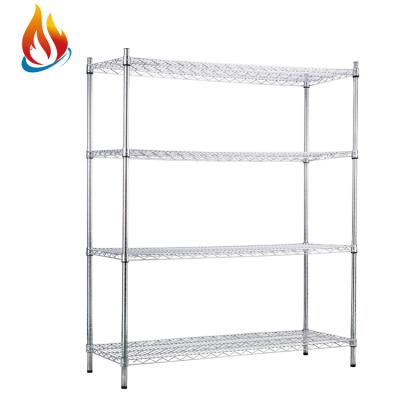 China Custom Universal Shelf Organizer Corrosion Protection Kitchen 4-Tier Stainless Steel Unit Adjustable Serving Shelf Rack for sale