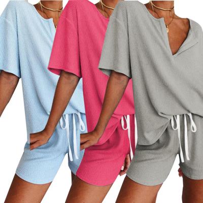 China Wholesale Breathable Oversized 2 Piece Pajama Shorts Sleep Wear Women Lounge Wear Sets for sale