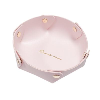 China Multifunctional Viable PU Storage Leather Trunks and Boxes Decorative Jewelry with Folding Mirror Storage Box with Lid for sale