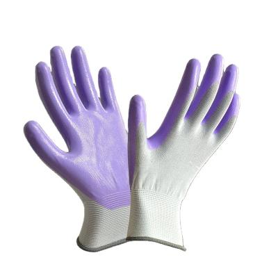 China 2021 New Promotion Oil Proof Working Gloves Nitrile Purple Nitrile Coated Gloves for sale