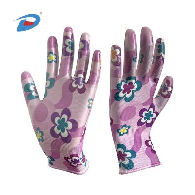 China Oil Proof Suitable For Multiple Scenarios Work Nitrile Coated Garden Gloves for sale