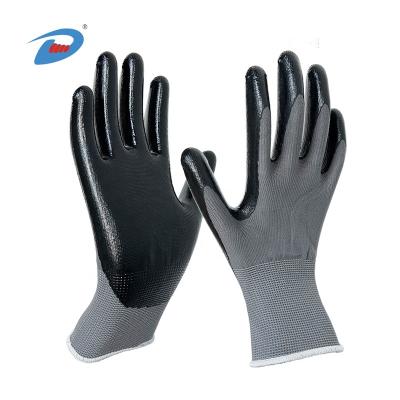 China Oil Proof Vido New Design Wear Resistant Cut Proof Knitted Nitrile Coated Work Gloves For Garden Work for sale