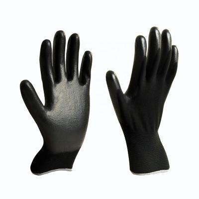 China Quality Guaranteed Comfortable Anti Abrasion Flexible Anti Slip Sole Plam Coated Work Glove Black PU Palm Coated Gloves for sale