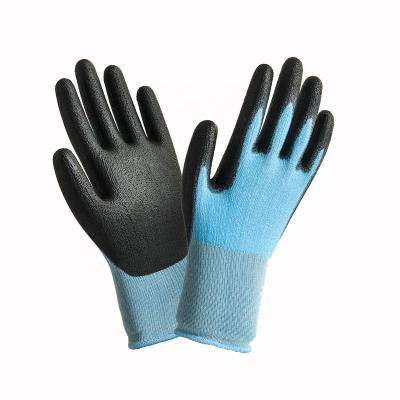 China Widely Used Anti-Slip Flexible Anti Abrasion Special Design PU Black Palm Coated Gloves Work Coated Gloves for sale