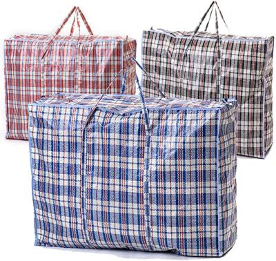 China Large Capacity Reusable Handled Shopping Reusable Recycled PP Woven Custom Chinese Giant Laundry Storage Bag With Zipper for sale