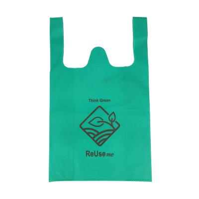 China W Handled Cut D Fabric Shopping Wut Non Woven Tote Bag With Custom Printed Logo , Non Woven T Shirt Bag for sale