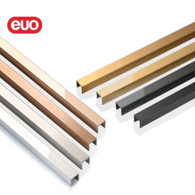 China Modern Decorative EUO Stainless Steel Profile Marble Tiles Metal Strips Stainless Steel U Tile Trim for sale