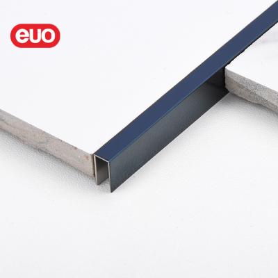 China Modern flat u strip trim black euo 5mm shape channel tile trim for wall and floor for sale