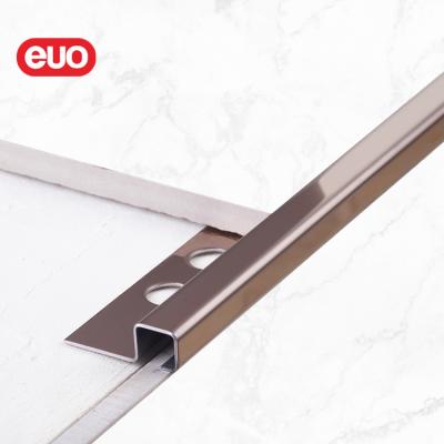 China Modern Square Swept Edge Trim Stainless Steel Gold Tile Edge Trim Wall, Flooring & Decor 10mm Edge Tile EUO for sale