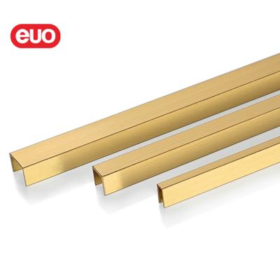 China Hot Sale EU Modern Brushed Tile Trim 10mm Decorative Brass Trim For Floor Decorative Brass Trim for sale