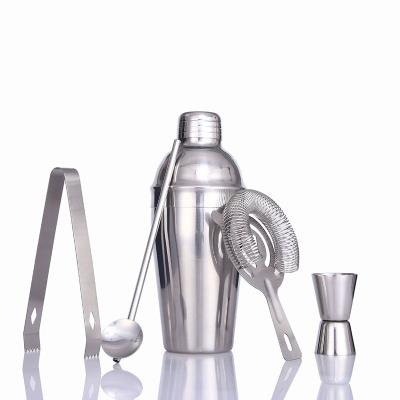 China New Product Stainless Steel Bar Tools Stainless Steel Cocktail Shaker Set 5pcs Wine Boston Wine Shaker for sale