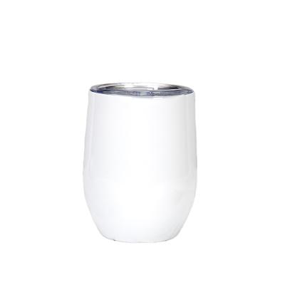 China Modern Insulated Vacuum Stainless Steel Double Wall Egg Shaped Coffee Mug 12oz Sublimation White Wine Glass Mug Cup for sale