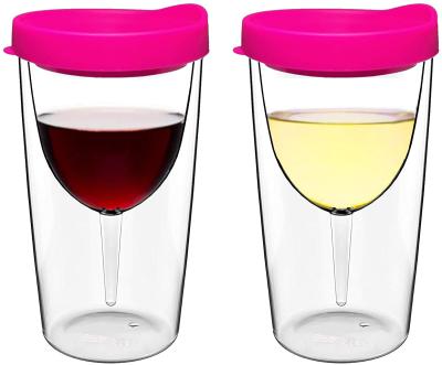 China 10oz Sublimation Viable Wholesale White Wine Double Walled Plastic Stemless Tumbler for sale