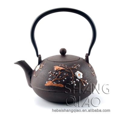 China Hot Sale Traditional Premium Enamel Amazon Cast Iron Inner Teapot With Stainless Steel Infuser for sale