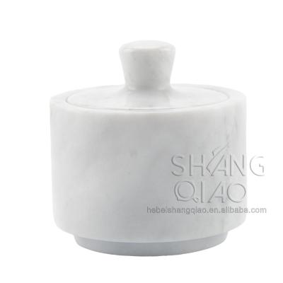 China Viable Natural White Stone Marble Salt Cellar for sale