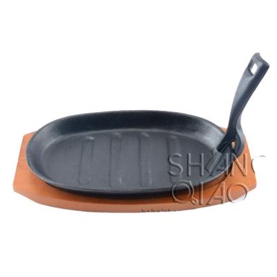 China Viable Factory Whole Sale OEM Customized Pre-Seasoned Cast Iron Sizzling Tray Serving Dish Cast Iron Fajita Pan for sale