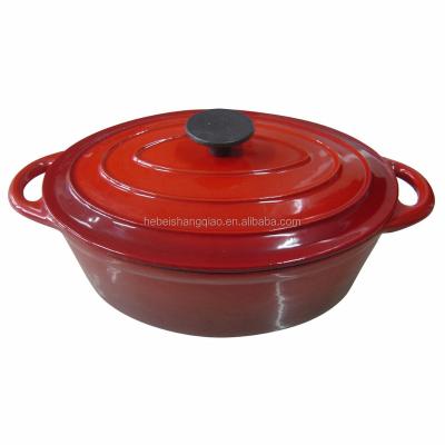 China Sustainable Red Enamel Cast Iron Oval Casserole for sale