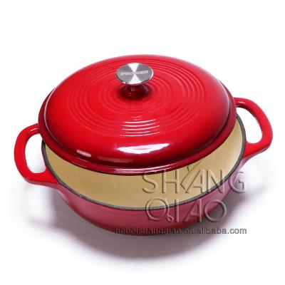 China Sustainable Enamel Coating Cast Iron Round Casserole for sale