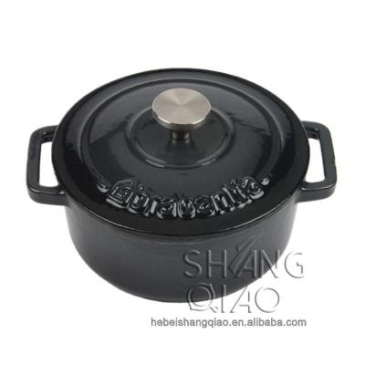 China Viable High Quality Non-Stick Black Cast Iron Mini Round Casserole Casserole for sale