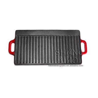 China Amazon CLASSIC Hot Selling Rectangular Enameled Double Burner Griddle Reversible Grill for sale