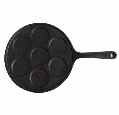 China 7 viable holes round cast iron pancake pan for sale