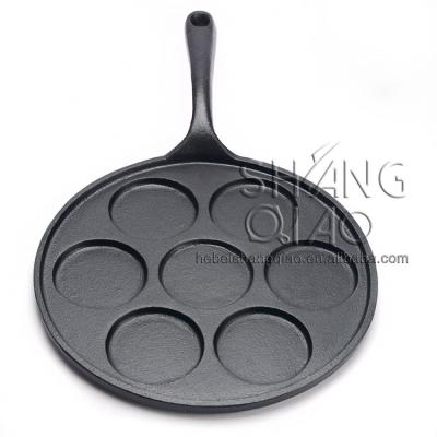 China Sustainable Pre-Seasoned Maker Mini Cast Iron Pancake Pancake and Oatmeal Cookie 7 Mold Plett Pan for sale