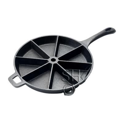 China Disposable OEM Factory Price 8 Cavity Triangle Baking Mold Sturdy Quiche Maker Pre-Seasoned Cast Iron Wedge Pan for sale