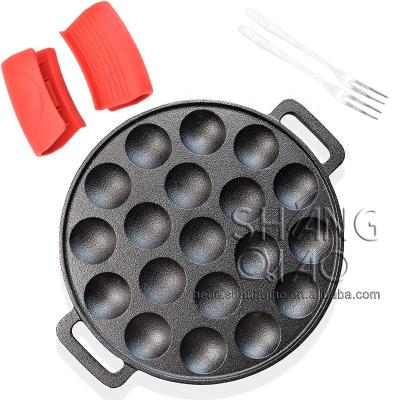 China Sustainable Stuffed Pancake Grill Pan With 19 Holes, Non-Stick Cast Iron Poffertjes Pancake Pan, Takoyaki Or Aebleskiver Cooking Dish for sale