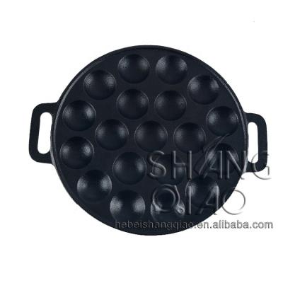 China Viable 19 Mold Pre-Seasoned Non-Stick Cast Iron Baking Tray Poffertjes Pancake Pan for sale