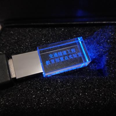 China 2020 Transparent Luminous Crystal Advertising Gift Pendrive LED Light Quartz USB Flash Drive USB 3.0 Flash Memory Card for sale